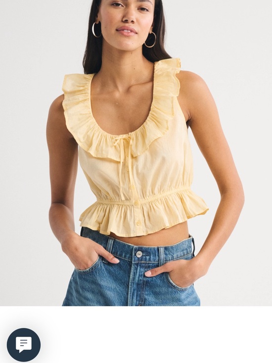 Abercrombie & Fitch Tops - Abercrombie & Fitch Yellow Ruffle Tie-Front Cropped Tank Top